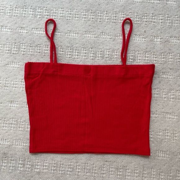 LF Emma & Sam Women's Red Ribbed Tube Top With Straps - Size XS - Picture 2 of 3